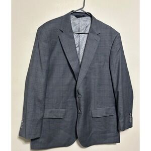 MaxDavoli Reda 1865 Mens Wool Blazer 48 Gray Blue Plaid Modern Sport Coat Jacket
